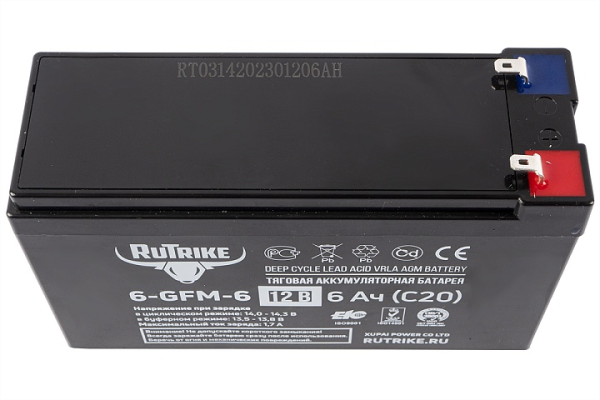 Тяговый аккумулятор RuTrike 6-GFM-6 (12V6A/H C20)